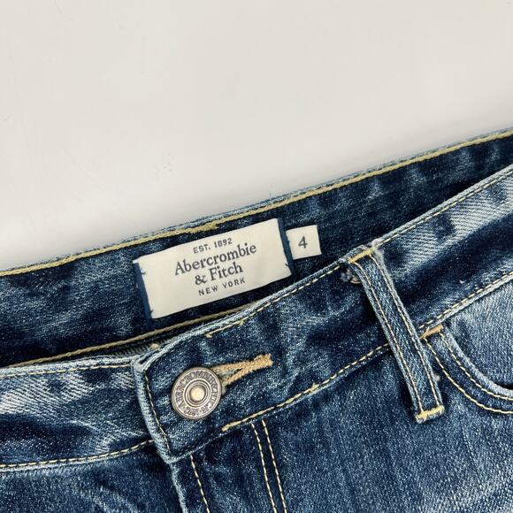 Y2k Abercrombie & Fitch Distressed Denim Micro Mini Skirt Size 4 - Picture 3 of 5